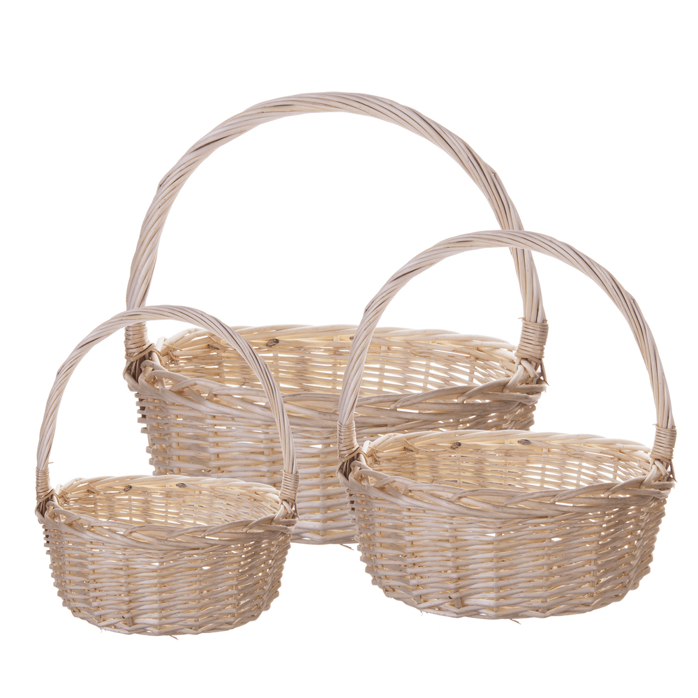 Корзина плетеная (ива), 44x37xH16/41 см - 28x23xH11/29 см, набор (3 шт) Натуральный