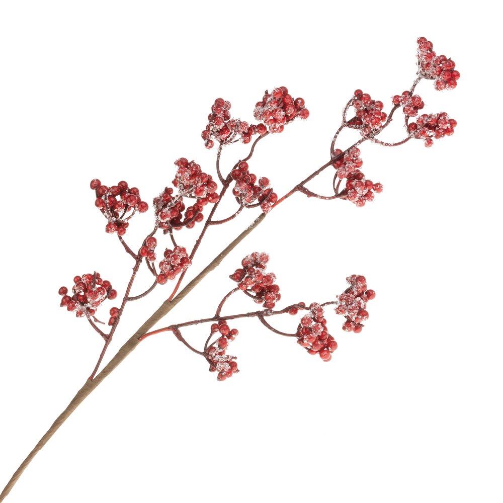 Ветка искусственная ягодная "Калина" (пластик), 25xH75 см Красный
