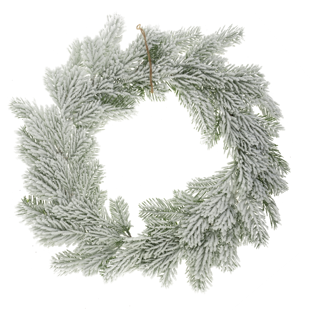Венок искусственный еловый заснеженный (пластик), D53 см Зеленый