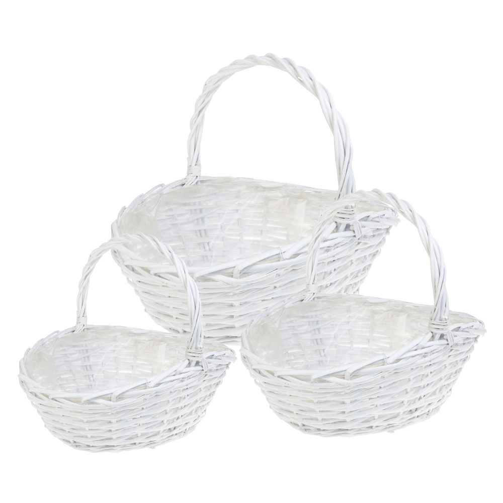 Корзина плетеная (ива), 35x24xH12/31 см - 48x37xH15/40 см, набор (3 шт) Белый