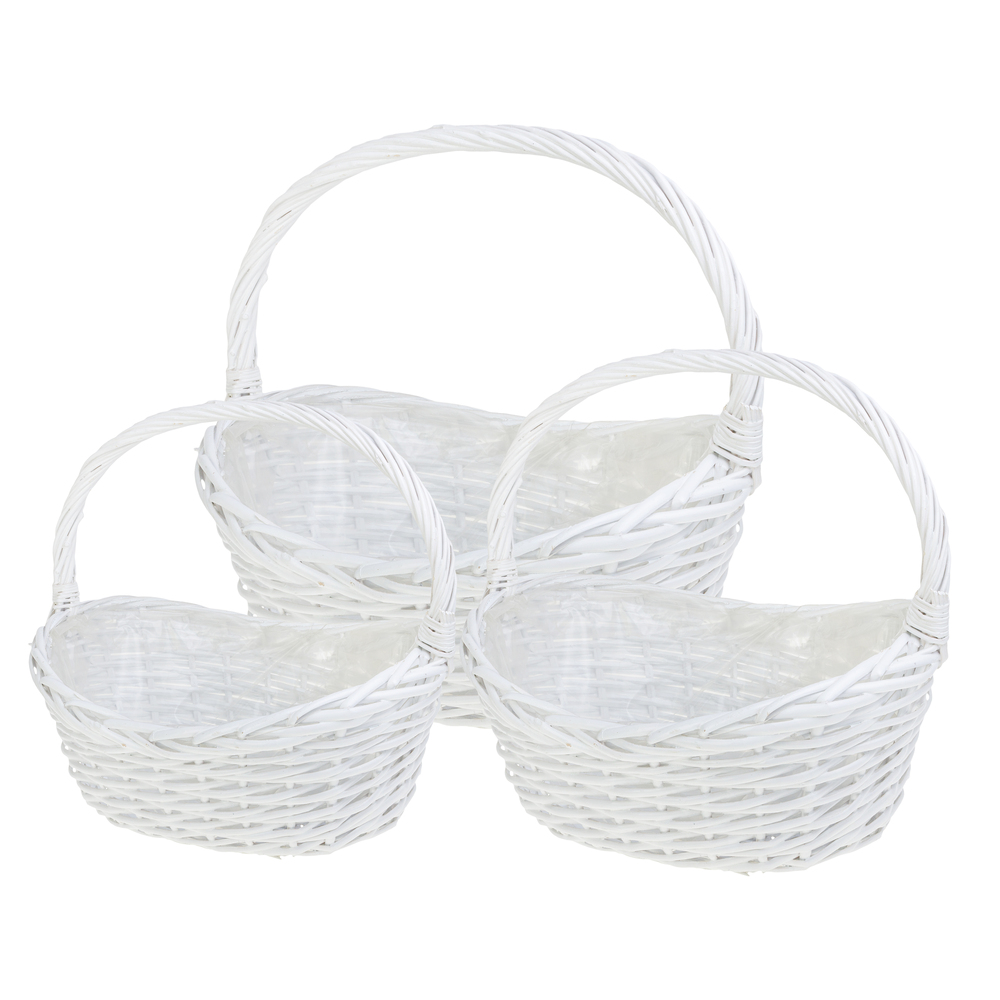 Корзина плетеная (ива), 43x29xH14/38 см - 29x21xH10/28 см, набор (3 шт) Белый