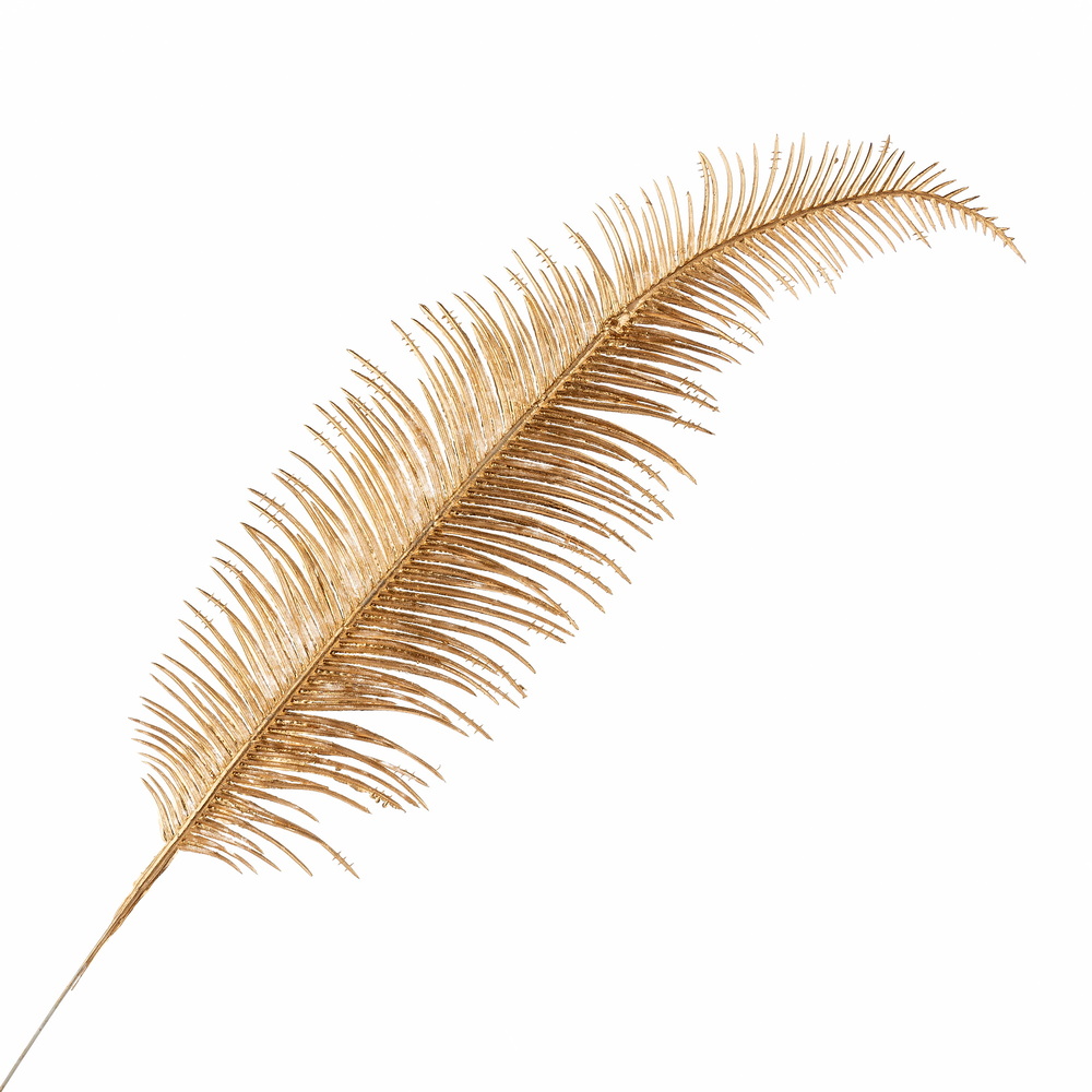 Ветка искусственная "Перо" (пластик), H41 см, с глиттером Золотой