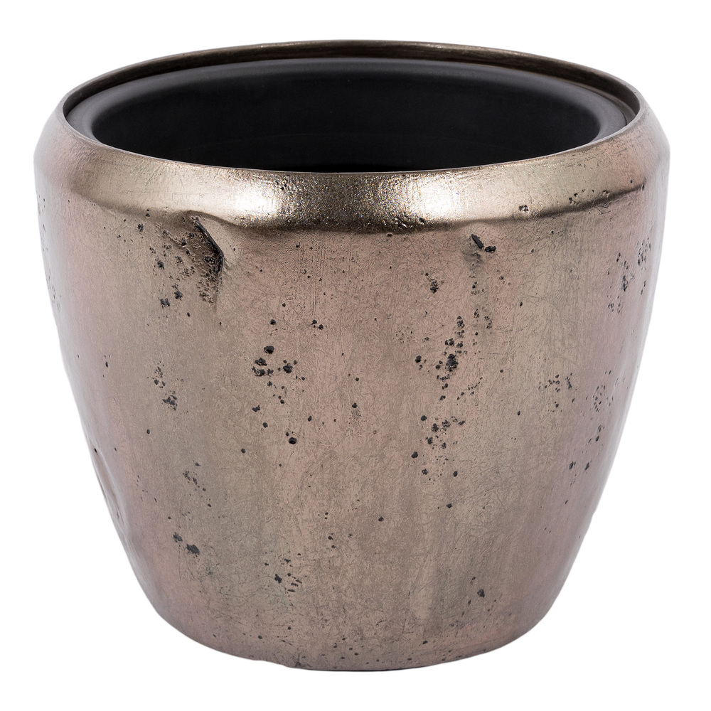 Кашпо Nobilis Marco "Pa-silverbrown Round", (полистоун), D30хH25 см, с тех.горшком Бронзовый