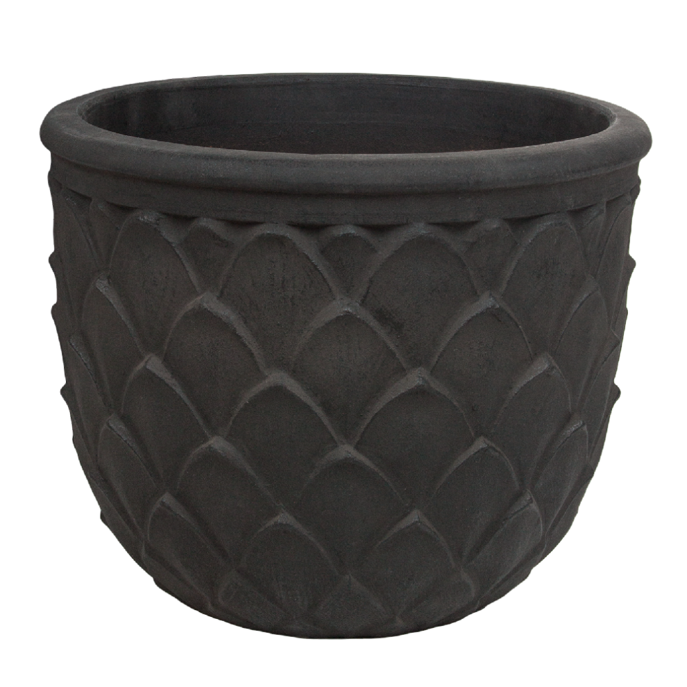 Кашпо Nobilis Marco "Stone Leaves Round" (терракота), D39хH33 см Антрацитовый