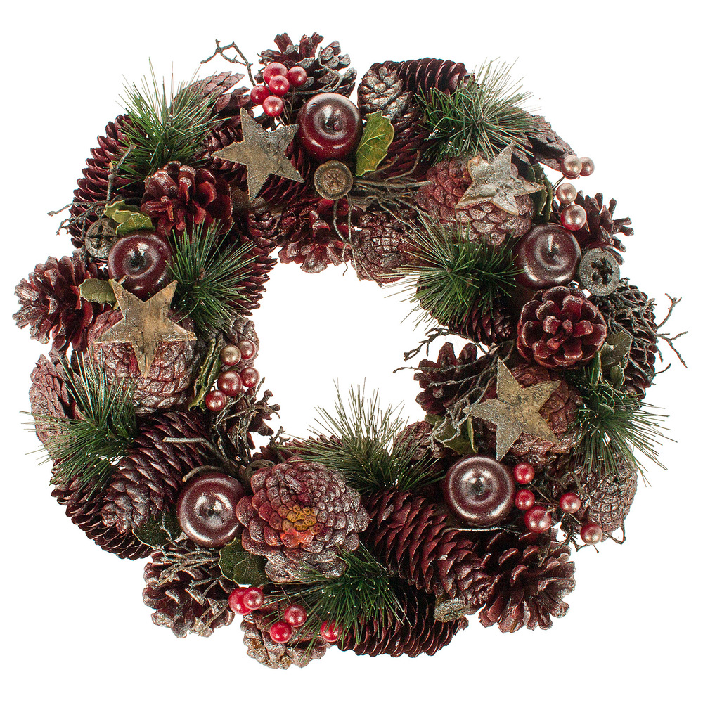 Венок еловый искусственный с шишками, D34 см В ассортименте