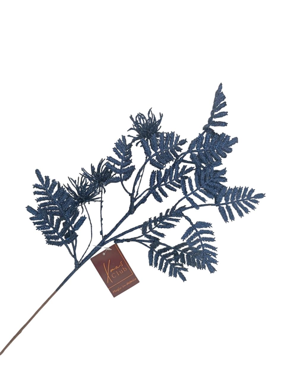 Ветка искусственная "Папоротник" (пластик), H44 см, с глиттером Фиолетовый