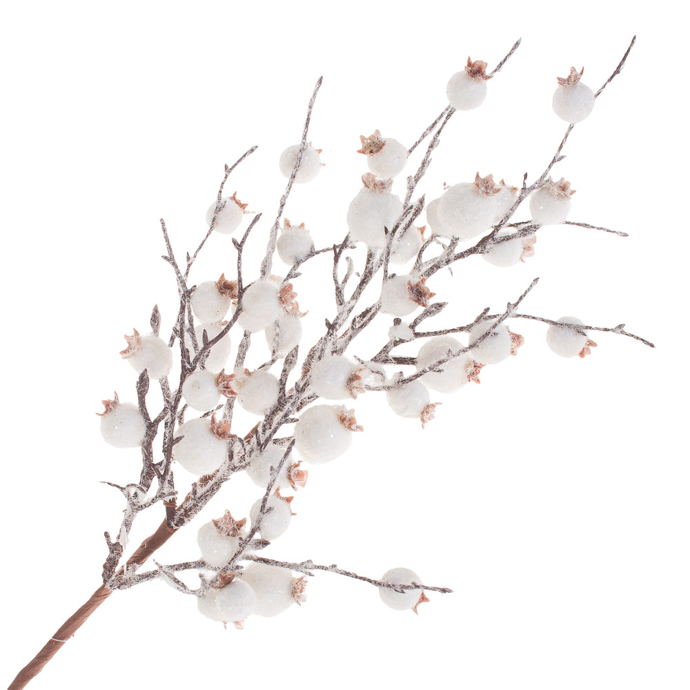 Ветка искусственная заснеженная (пластик), H55 см Белый