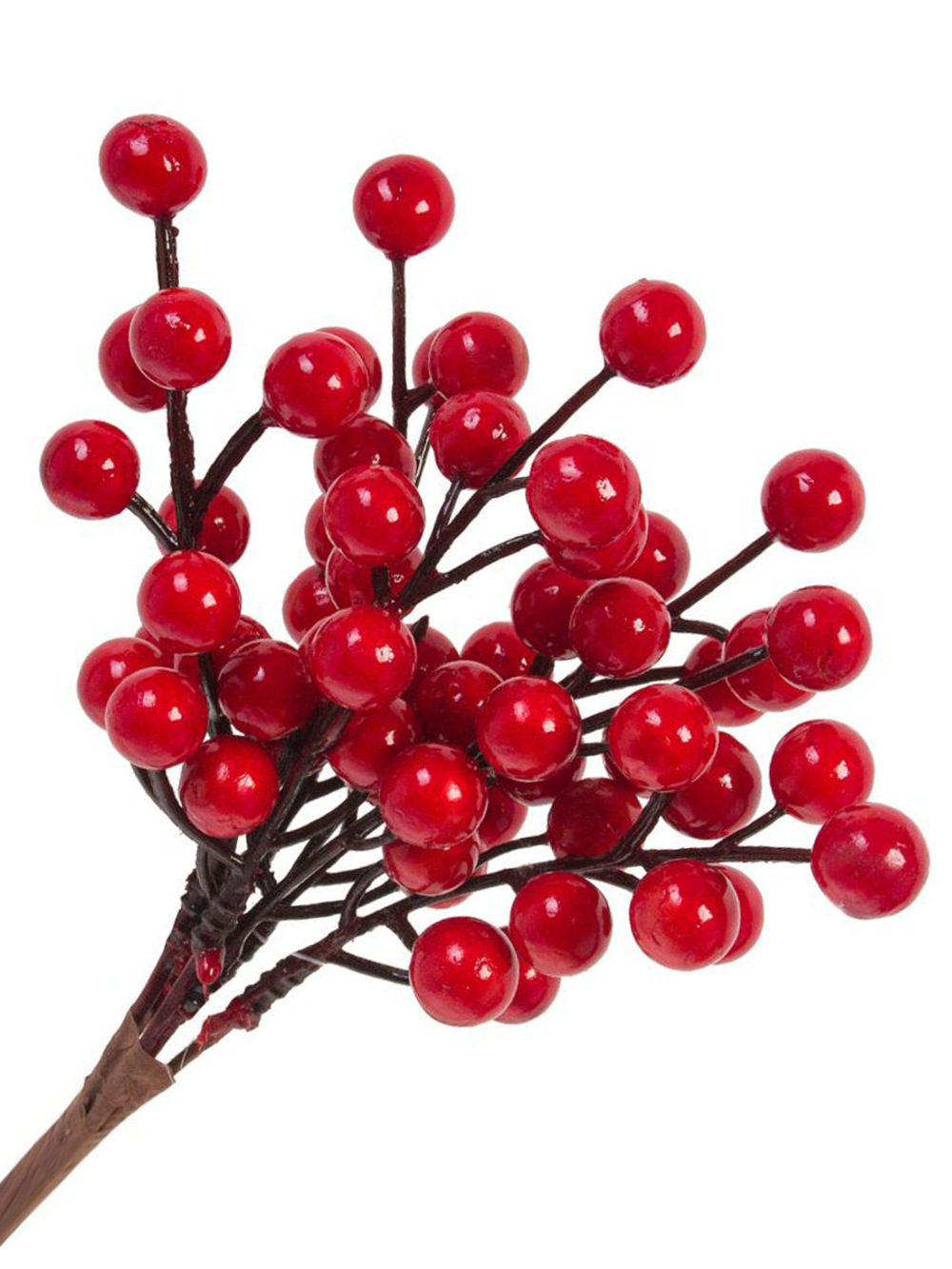 Ягоды искусственные на вставке (пластик), H27 см Красный