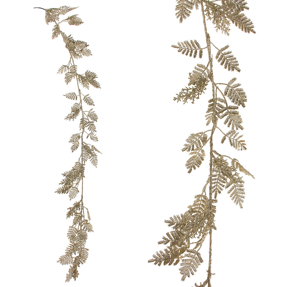 Гирлянда искусственная на вставке "Папоротник" (пластик), H150 см Золотой