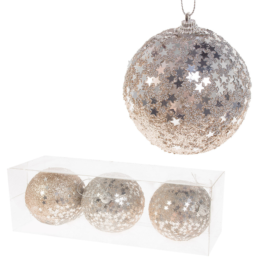 Елочная игрушка "Шар" (пена), D8 см, набор (3 шт) Шампань