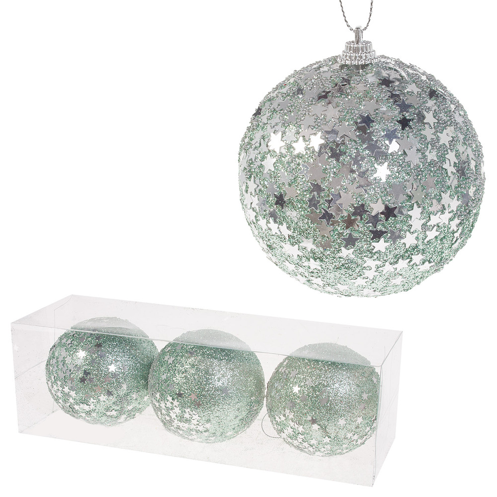 Елочная игрушка "Шар" (пена), D8 см, набор (3 шт) Светло-зеленый