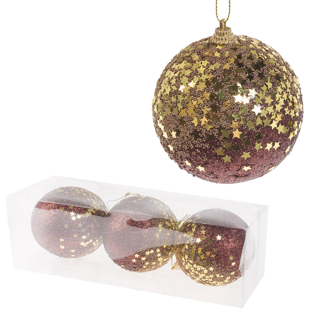 Елочная игрушка "Шар" (пена), D8 см, набор (3 шт) Коричневый