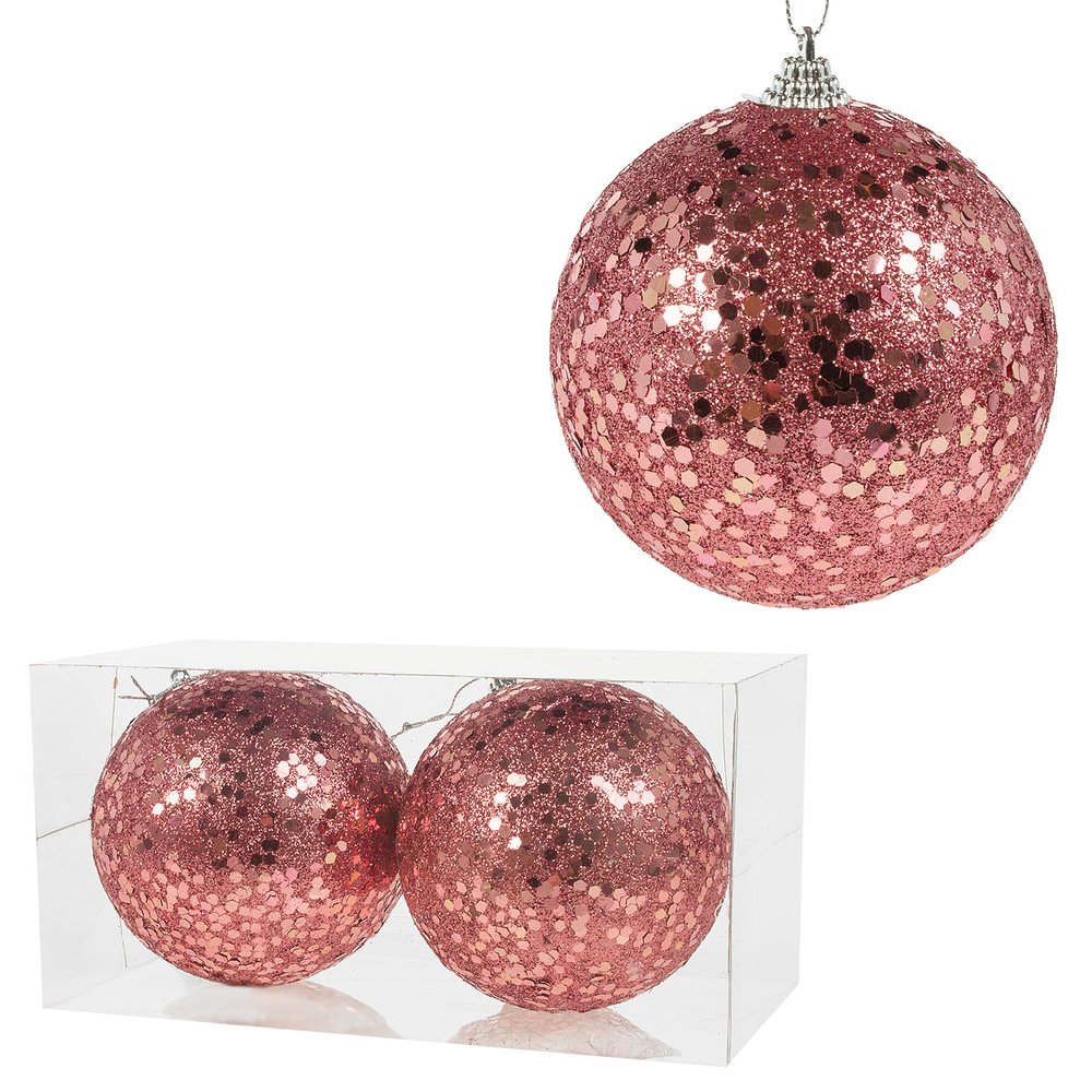 Елочная игрушка "Шар" (пена), D10 см, набор (2 шт) Розовый