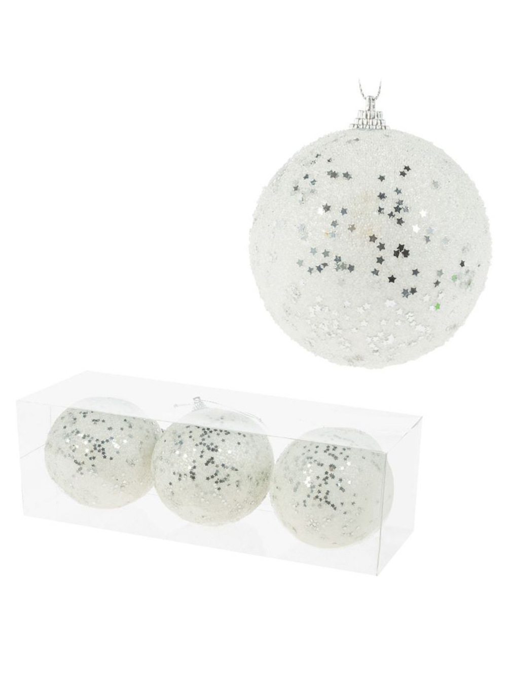 Елочная игрушка "Шар" (пена), D8 см, набор (3 шт) Белый