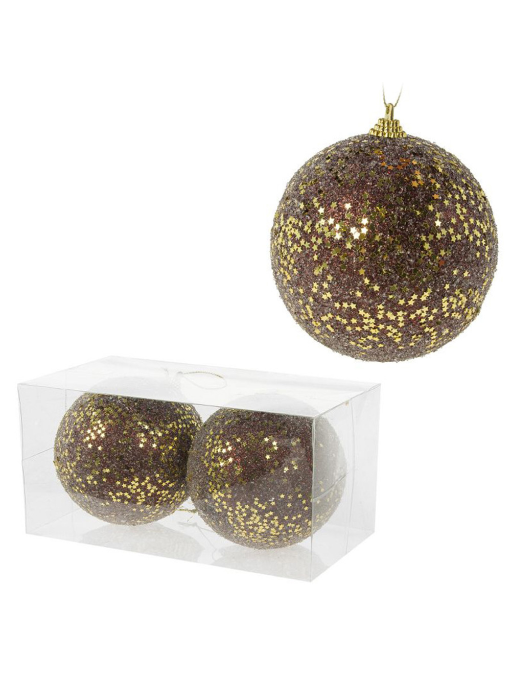 Елочная игрушка "Шар" (пена), D10 см, набор (2 шт) Коричневый