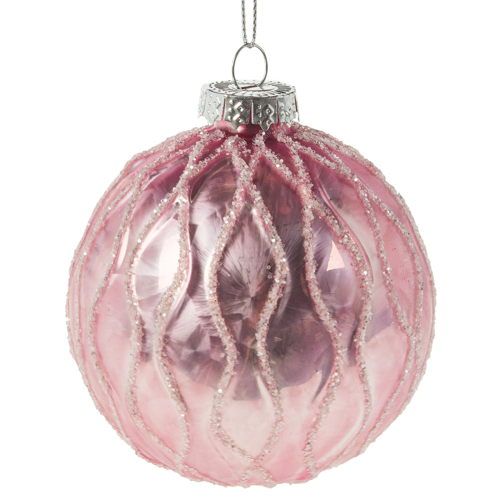 Елочная игрушка "Шар" (стекло), D8 см Розовый