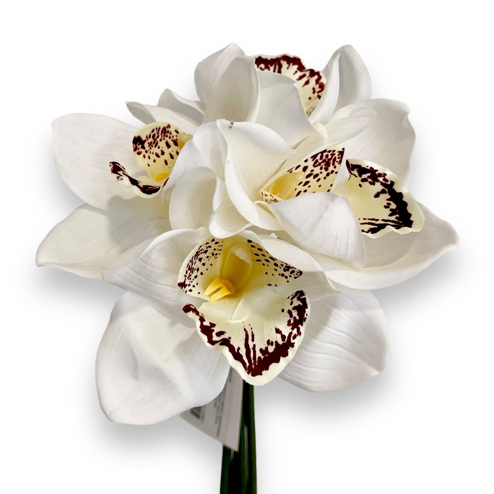 Букет искусственных цветов "Цимбидиум" , H25 см, с силиконовым покрытием Белый