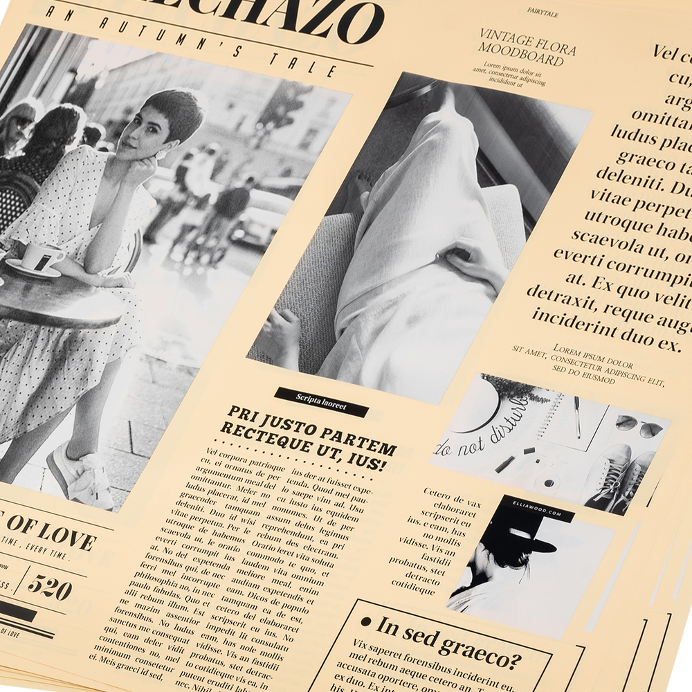 Пленка матовая "Fashion News", 50х57 см, 65 mic, набор (15 шт) Кремовый