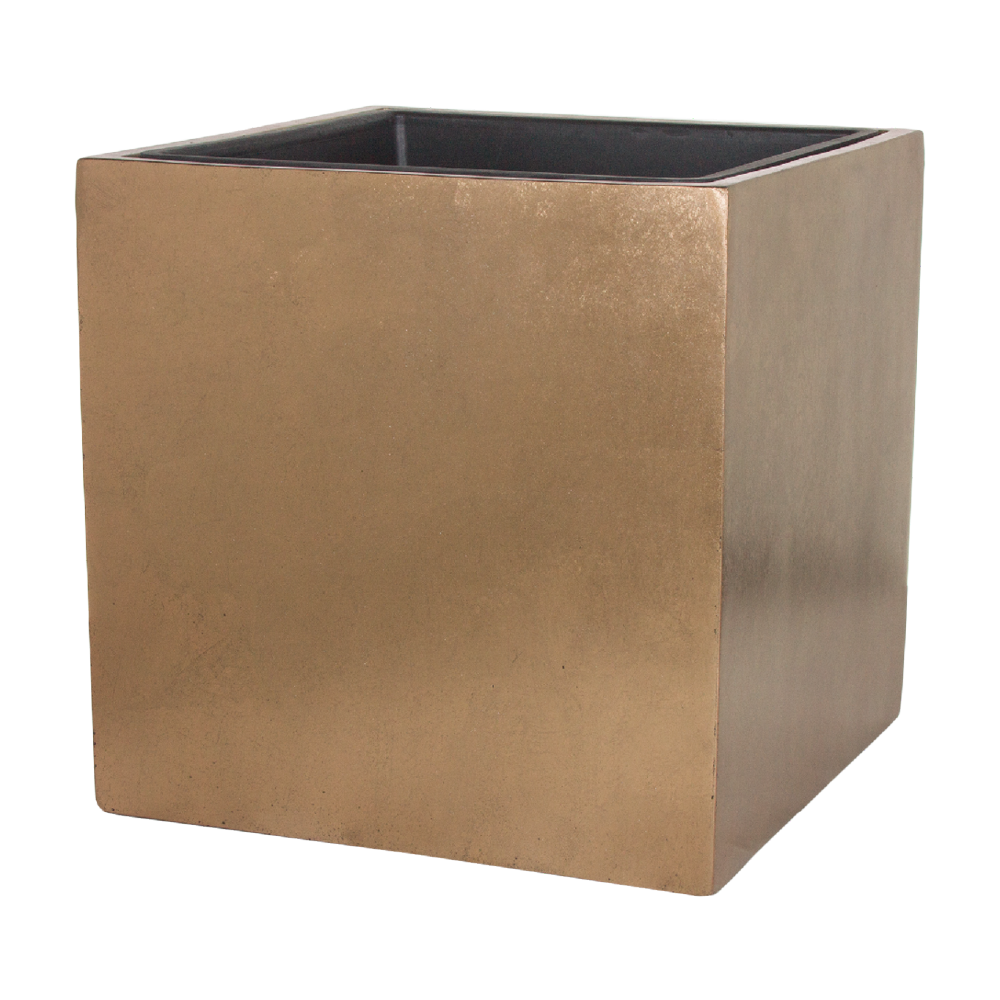 Кашпо Nobilis Marco "Pa-brass Cube" (полистоун), 50х50хH50 см, с тех.горшком Медный