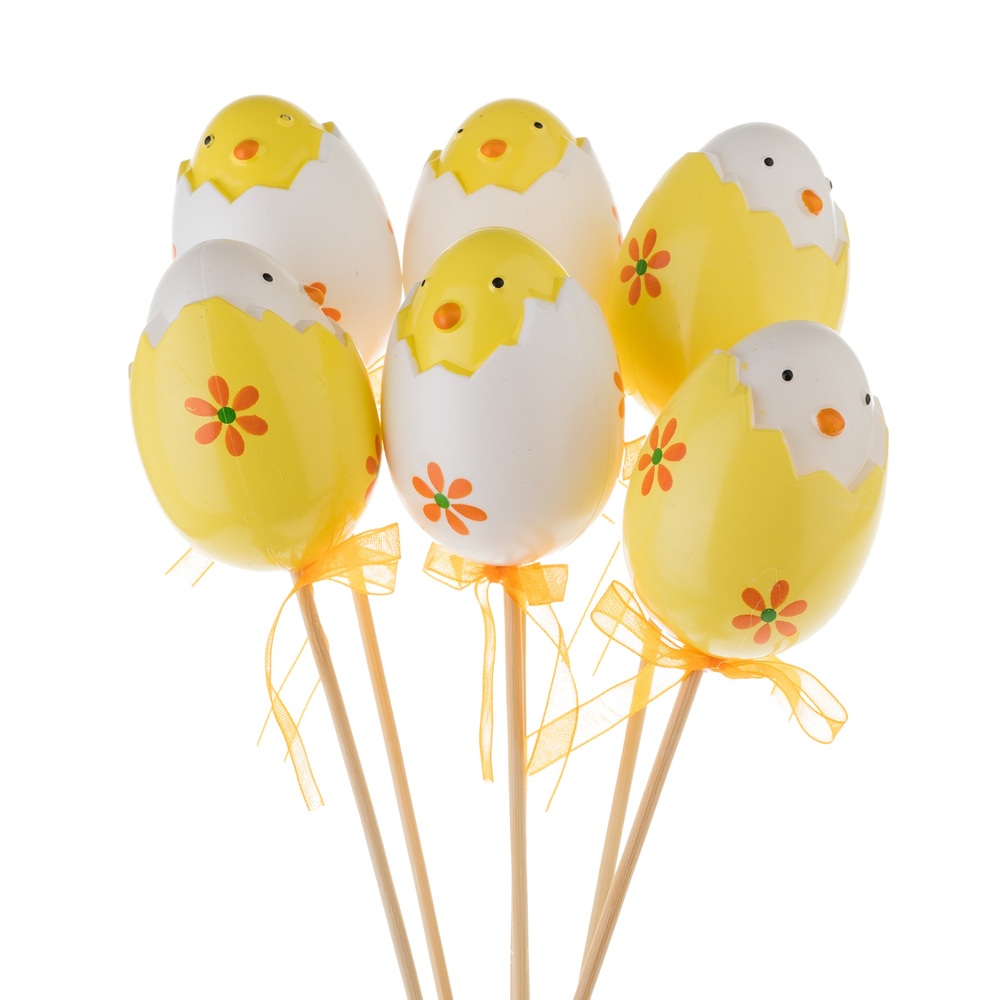 Яйцо декоративное на вставке (пластик), 6 хН19 см, набор (6 шт) В ассортименте