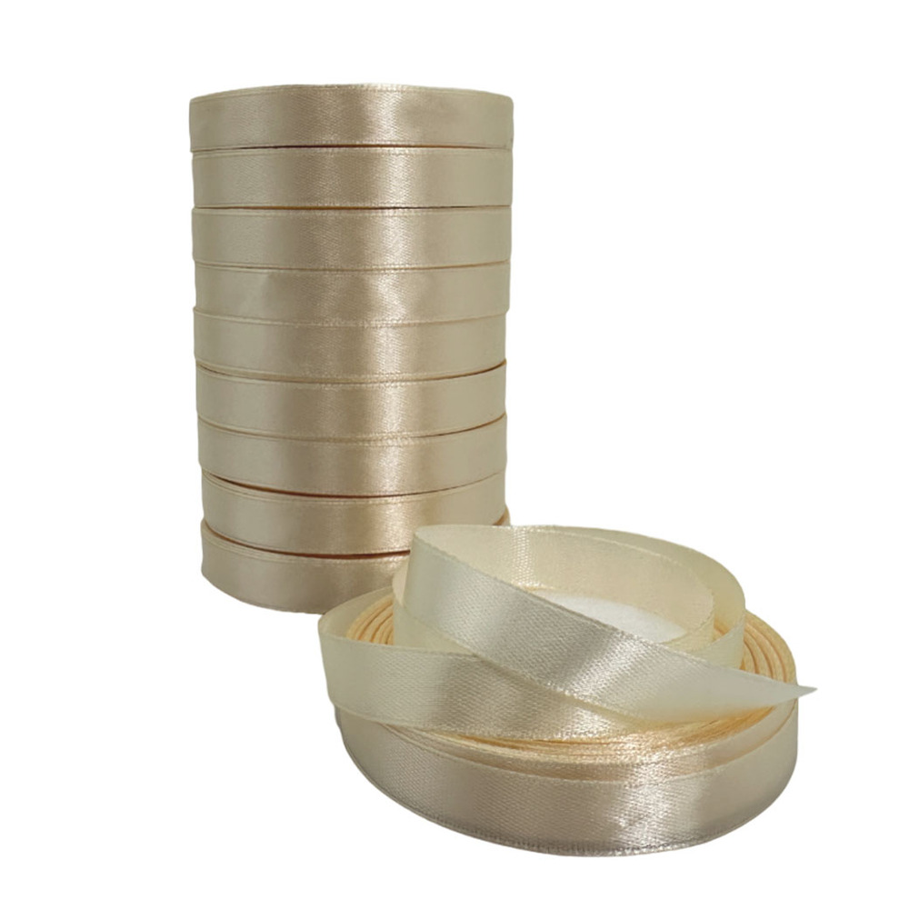 Лента атлас, 12 ммx25 ярд Кремовый