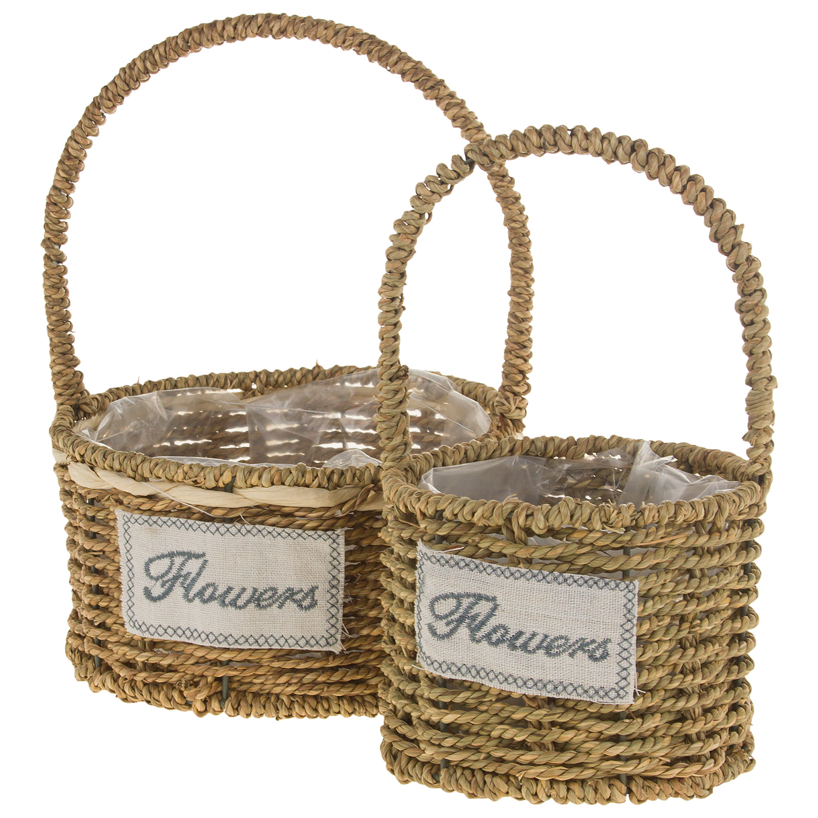 Корзина плетеная (трава), D22xH12/30 см, D18xH11/26 см, набор (2 шт) Натуральный