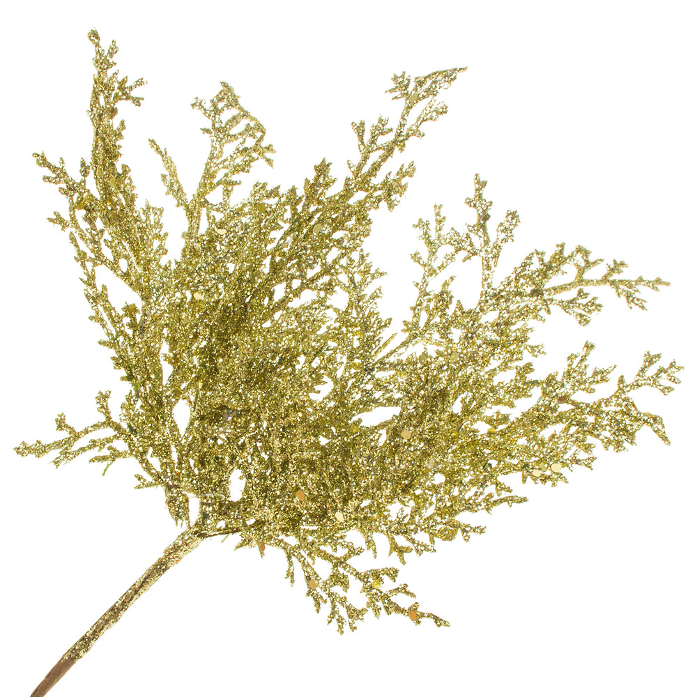 Ветка искусственная на вставке (пластик), 25xH18 см Золотой
