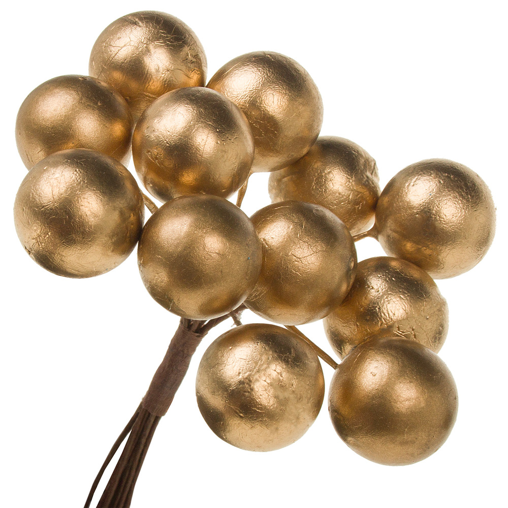 Шарик на вставке, D2xH11 см, набор (12 шт) Золотой