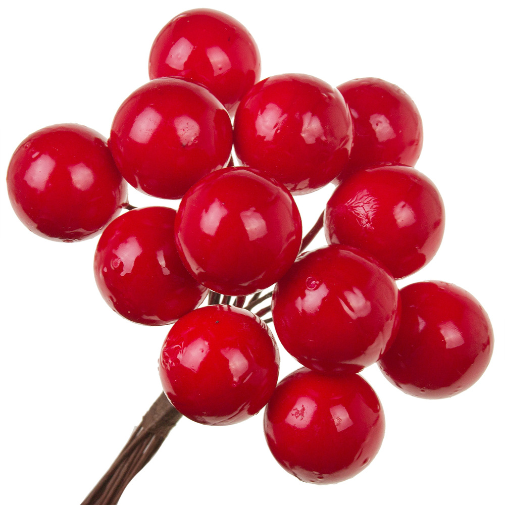 Шарик на вставке, D2xH11 см, набор (12 шт) Красный