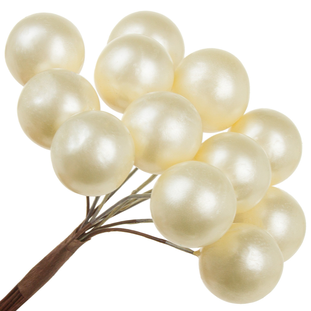 Шарик засахаренный на вставке (пластик), D2xH11 см, набор (6 шт) Кремовый