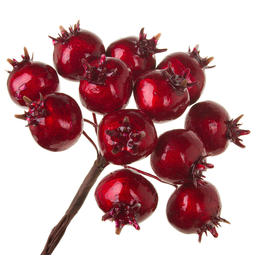 Ягоды искусственные на вставке (пластик), D2xН10 см, набор (6 шт) Красный
