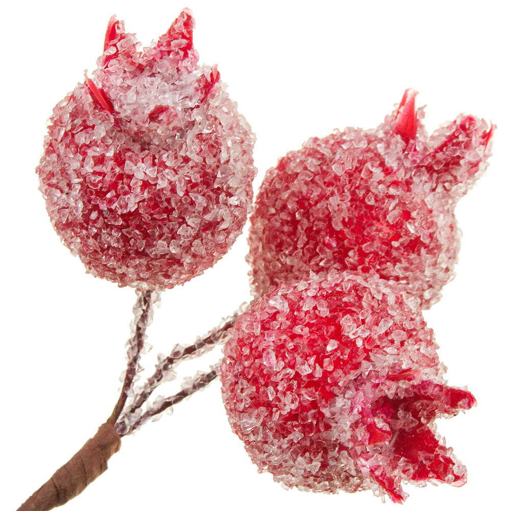 Гранаты засахаренные на вставке (пластик), D4хH14 см, набор (3 шт) Красный