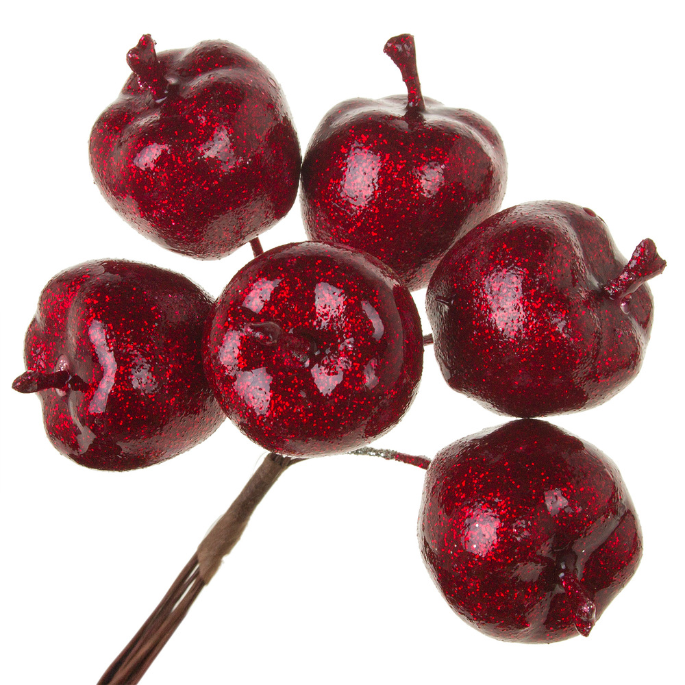 Яблоко на вставке (пластик), D3xН12 см, набор (6 шт) Красный