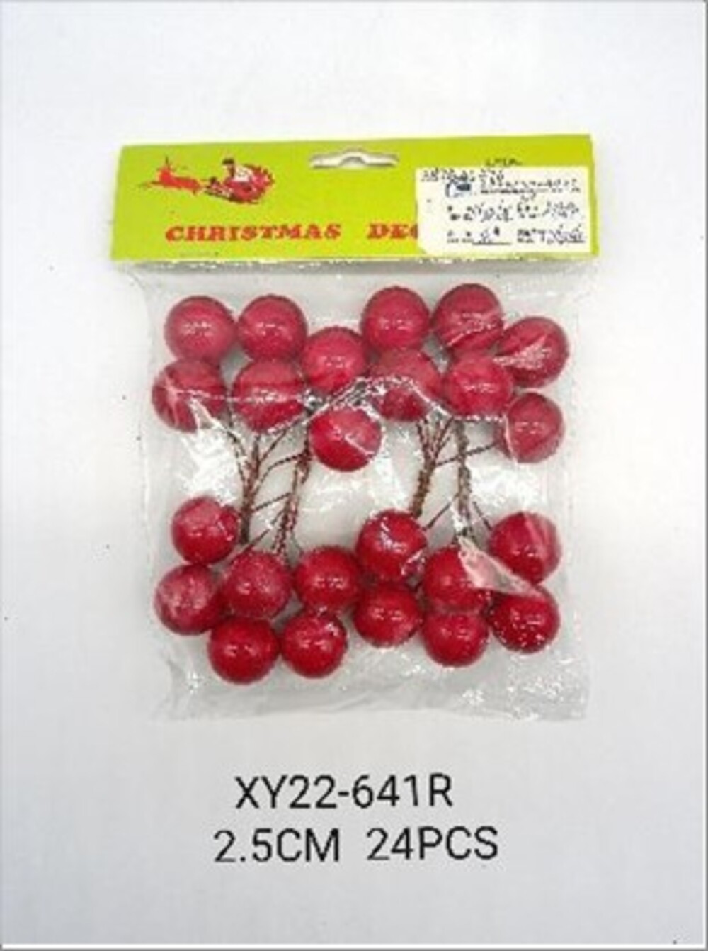 Шар на вставке (пластик), D2,5 см, набор (24 шт) Красный