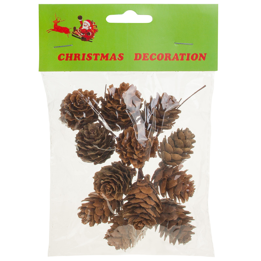 Шишки на вставке, D2 см, набор (12 шт) Натуральный