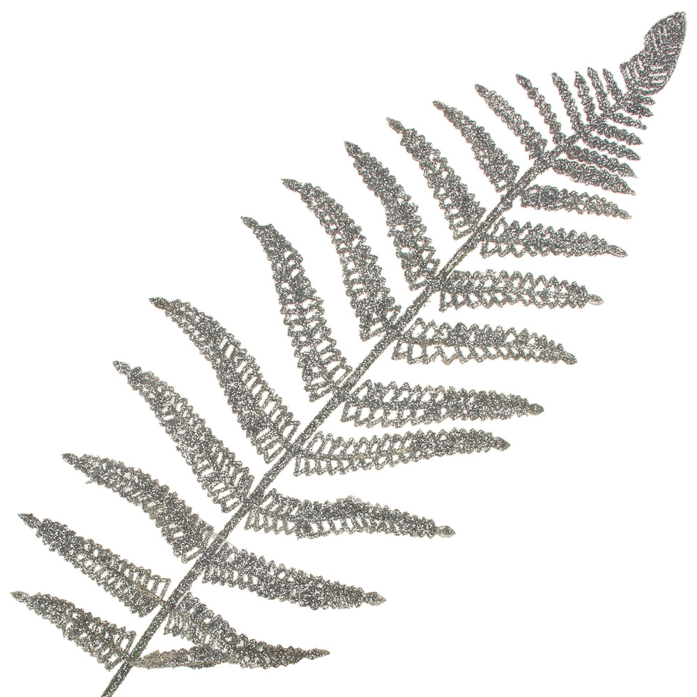 Ветка искусственная "Папоротник" (пластик), H42 см Серебряный