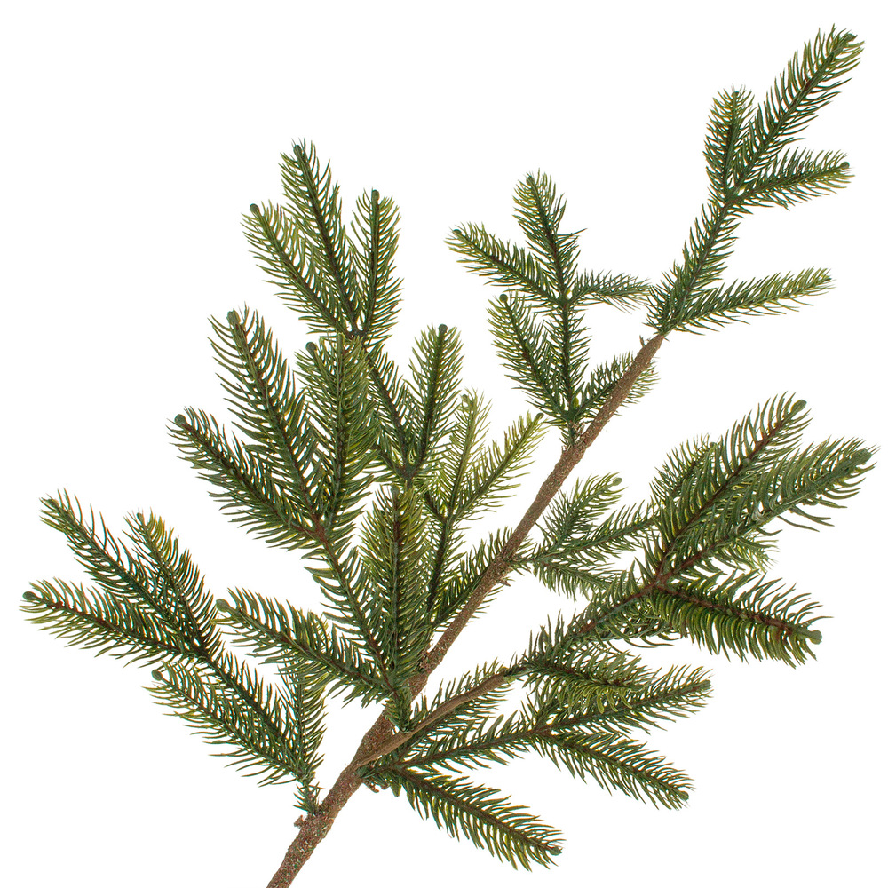 Ветка искусственная еловая заснеженная (пластик), H80 см Зеленый