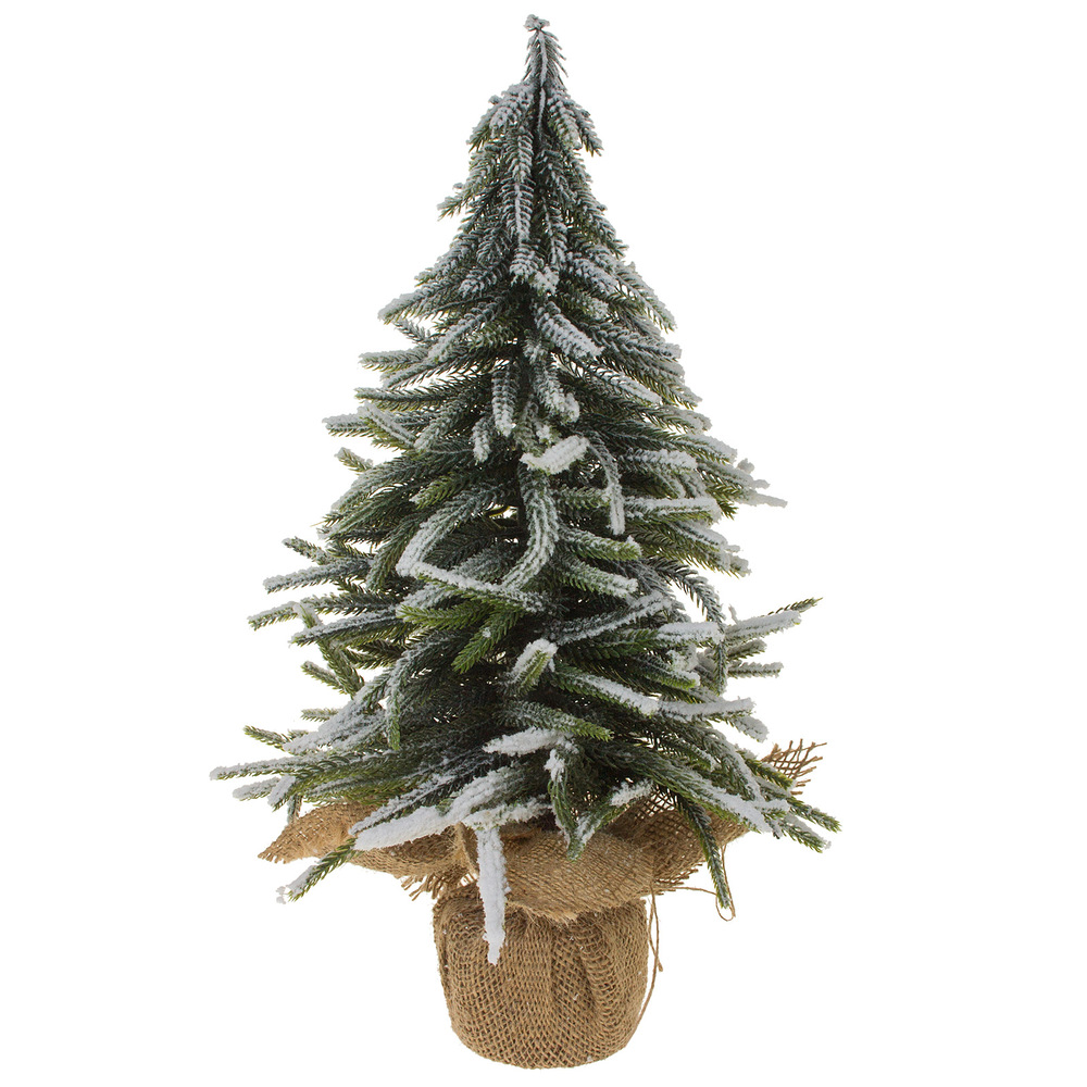 Ель искусственная заснеженная (ПЭ, ткань), H45 см Зеленый