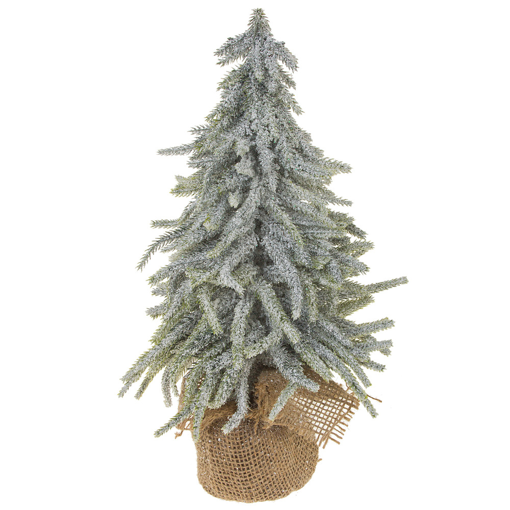 Ель искусственная заснеженная (ПЭ, ткань), H35 см Белый