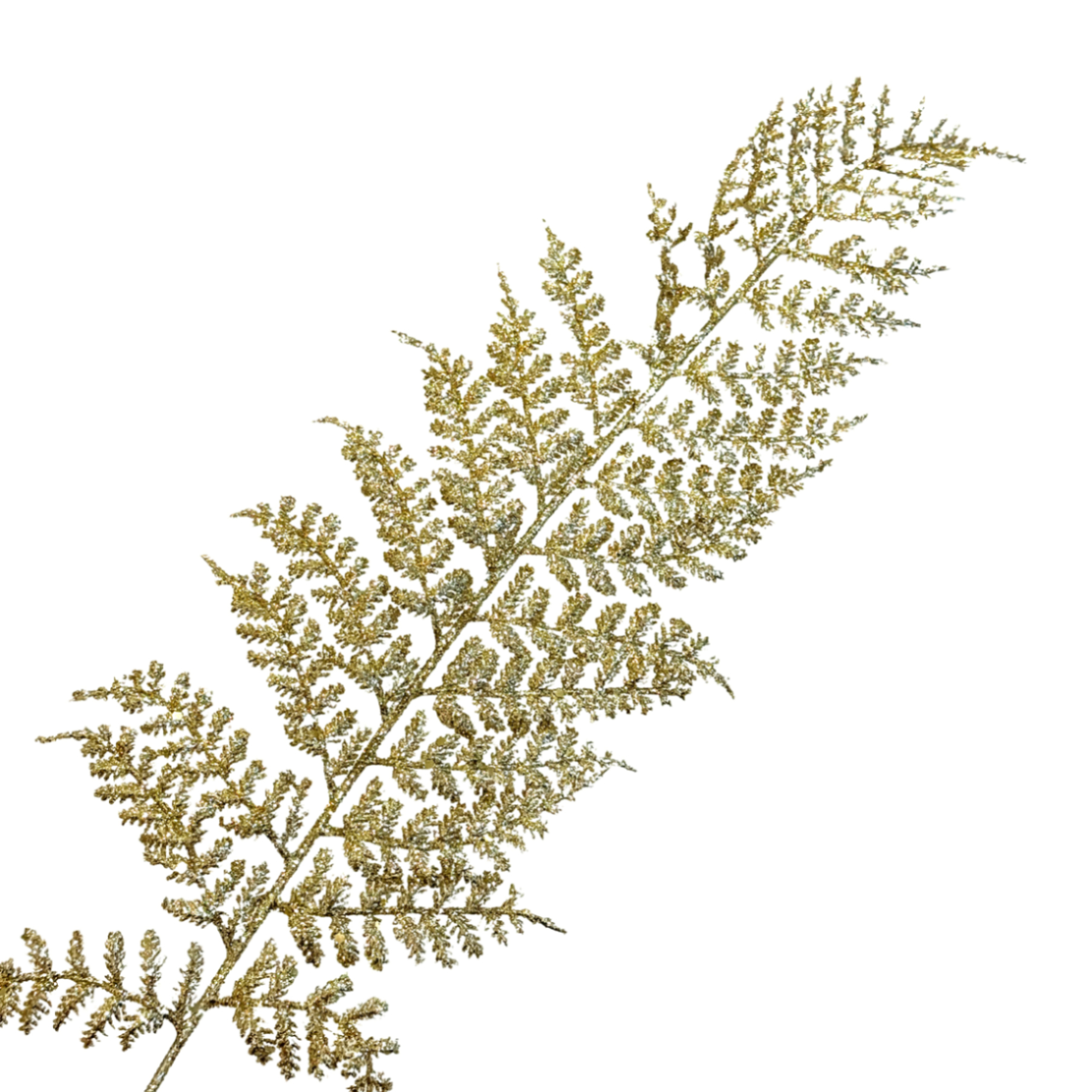 Ветка искусственная "Папоротник" (пластик), H21 см, с глиттером Золотой