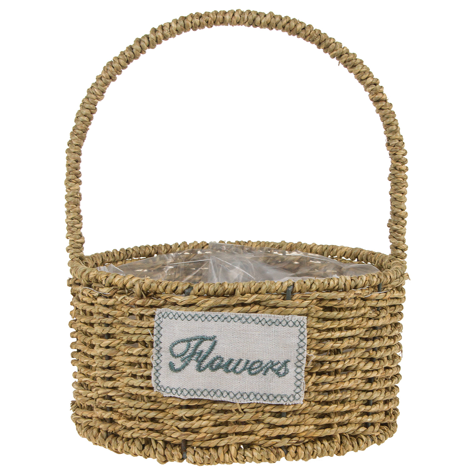 Корзина плетеная (трава, металл), D24xH12/32 см Натуральный