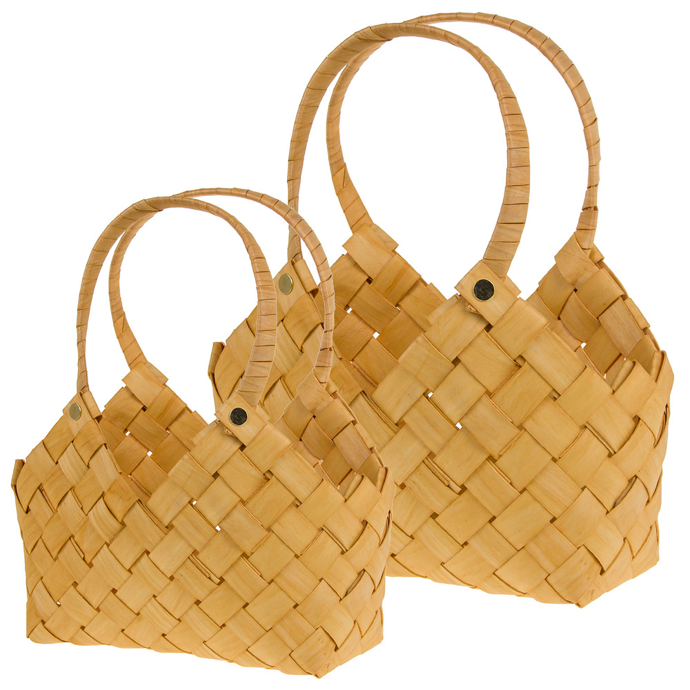 Корзина плетеная (дерево), 31x11xH13/27 см, 24x14xH11/25 см, набор (2 шт) Натуральный