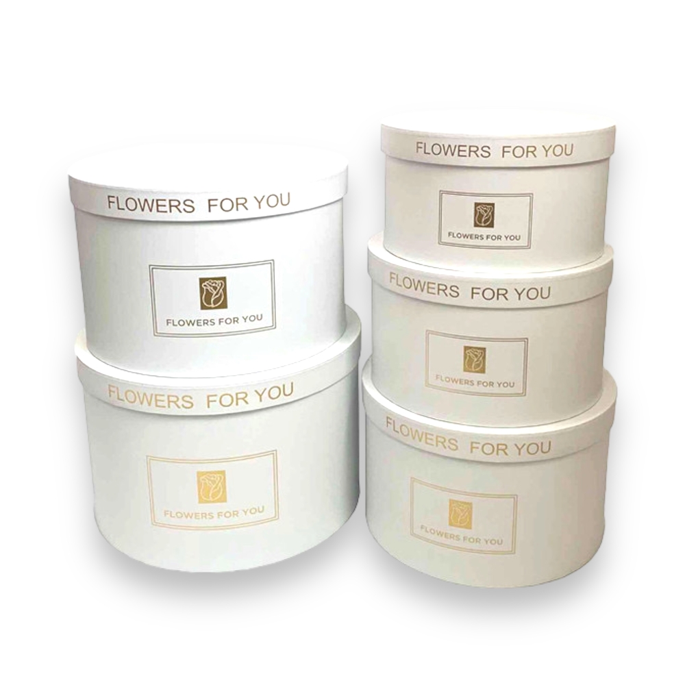 Коробка шляпная "Flowers for you", D32xH21 см - D23xH13 см, набор (5 шт) Белый
