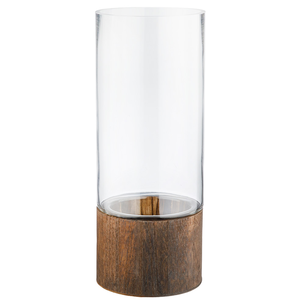 Ваза "Wood stand" (дерево, стекло), D12xH30 см, на подставке Прозрачный