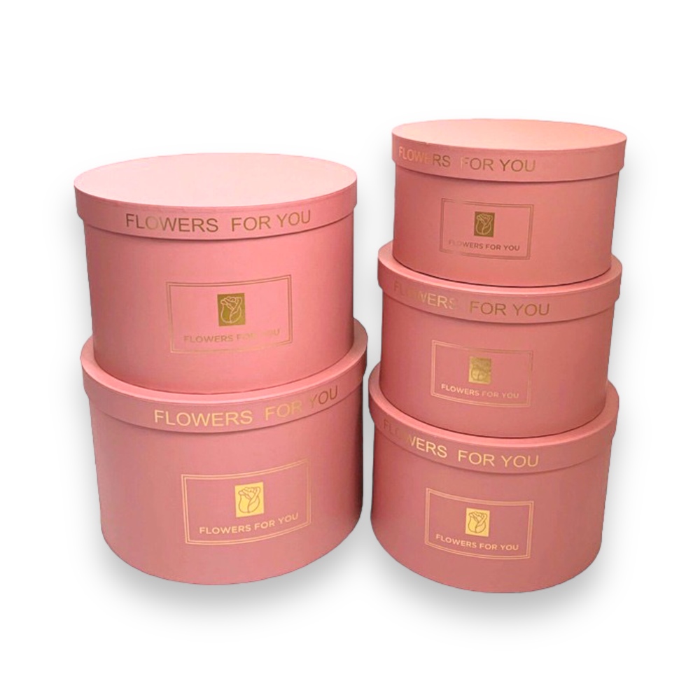 Коробка шляпная "Flowers for you", D32xH21 см - D23xH13 см, набор (5 шт) Розовый