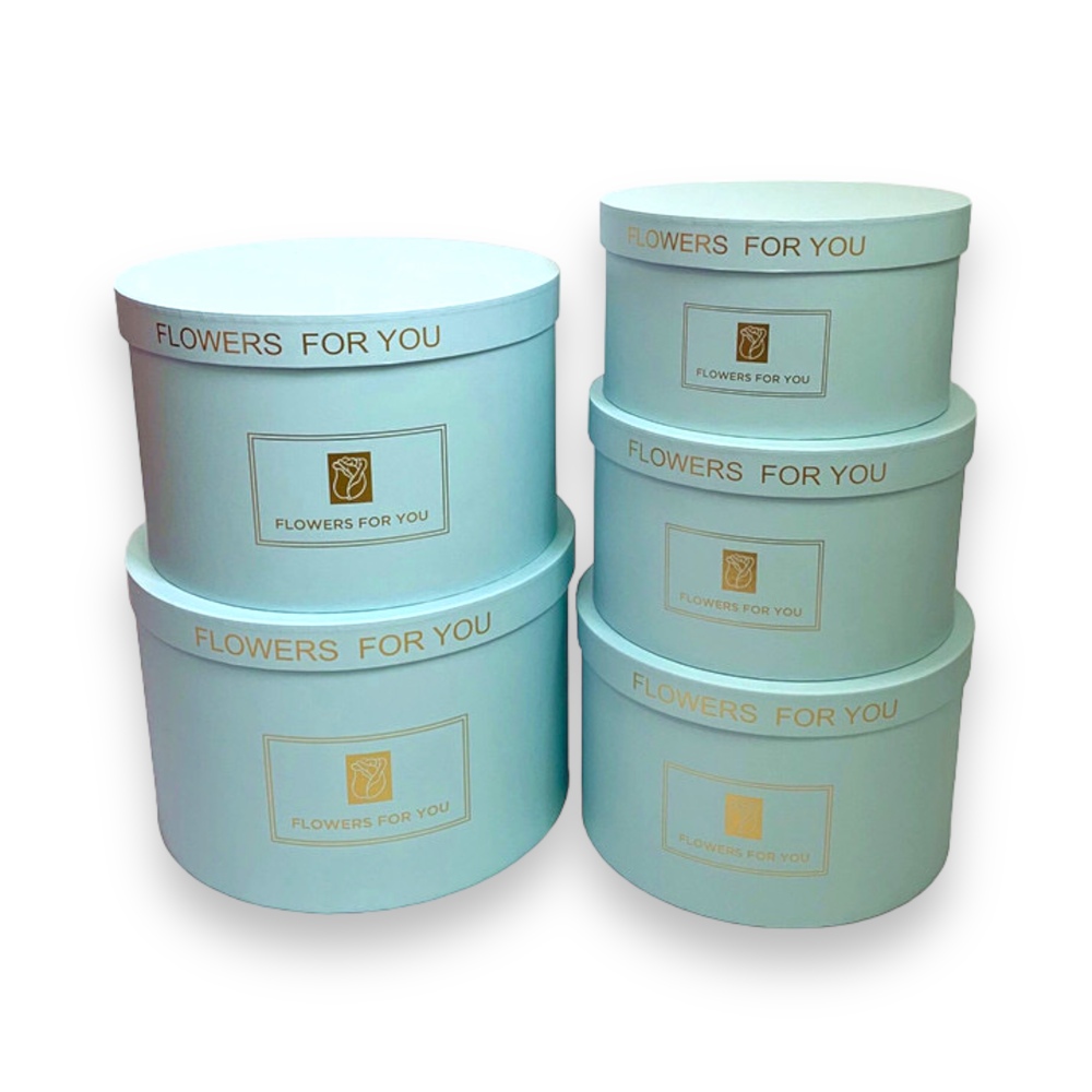 Коробка шляпная "Flowers for you", D32xH21 см - D23xH13 см, набор (5 шт) Голубой