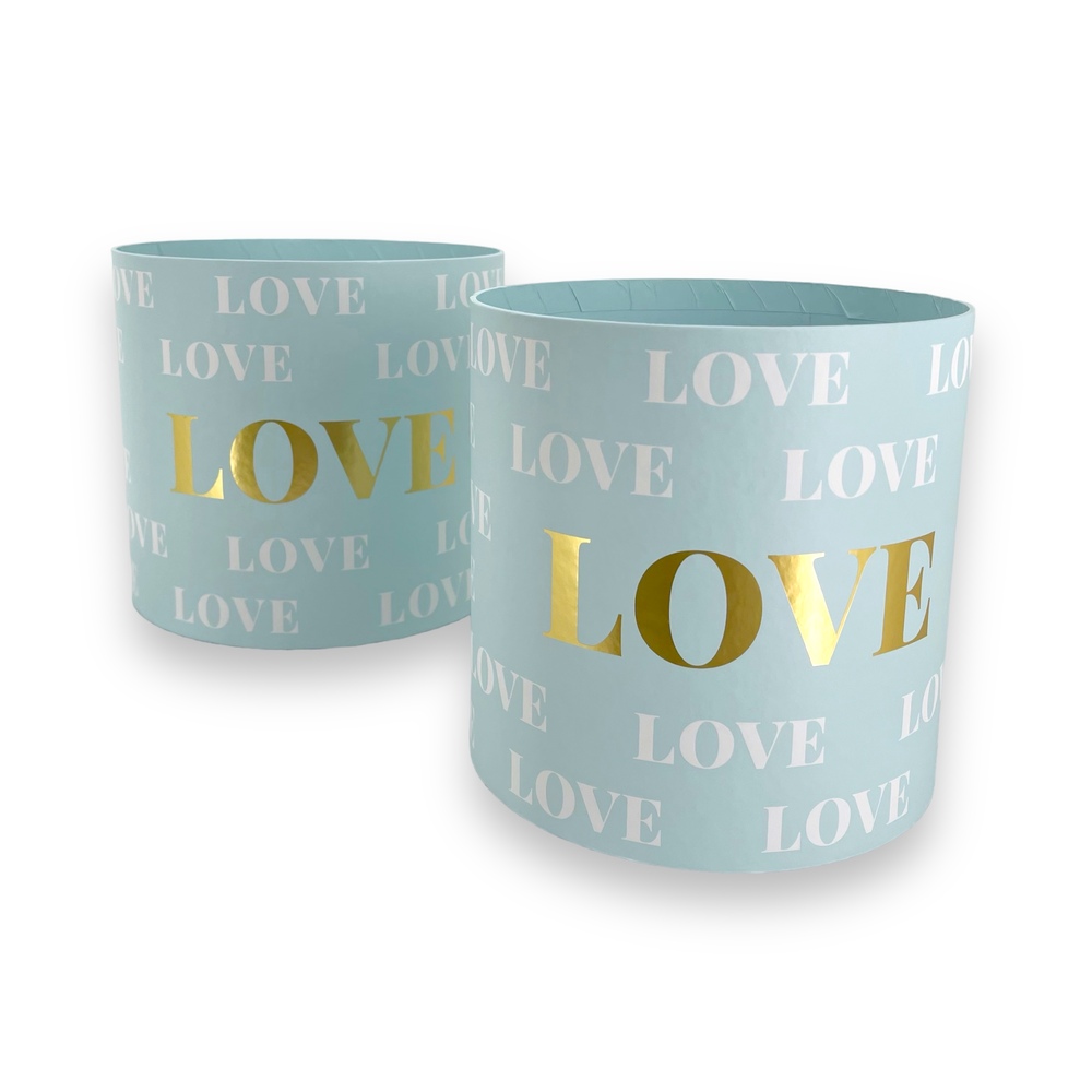 Коробка шляпная "Принт", D19xH17 см, D17xH16,5 см, набор (2 шт), без крышки Голубой