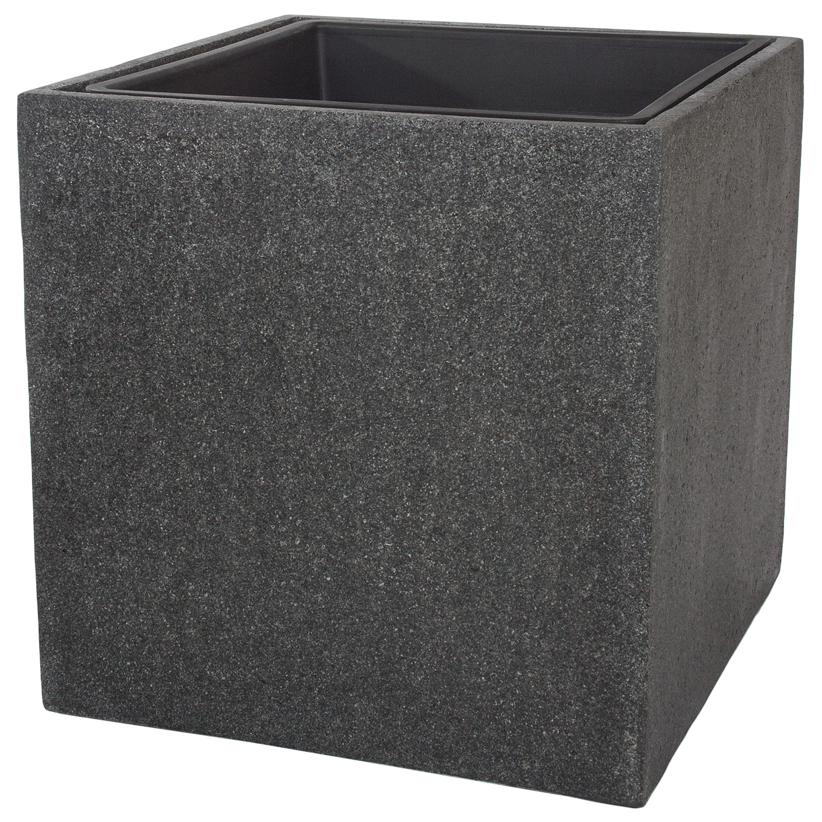 Кашпо Nobilis Marco "Rock2-grey Cube" (полистоун), 40х40хH40 см, с тех.горшком Серый