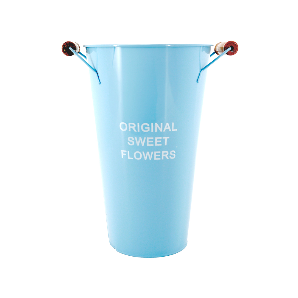 Вазон "Original sweet flowers" (цинк), D20xH40 см, 7 л, с ручками Голубой