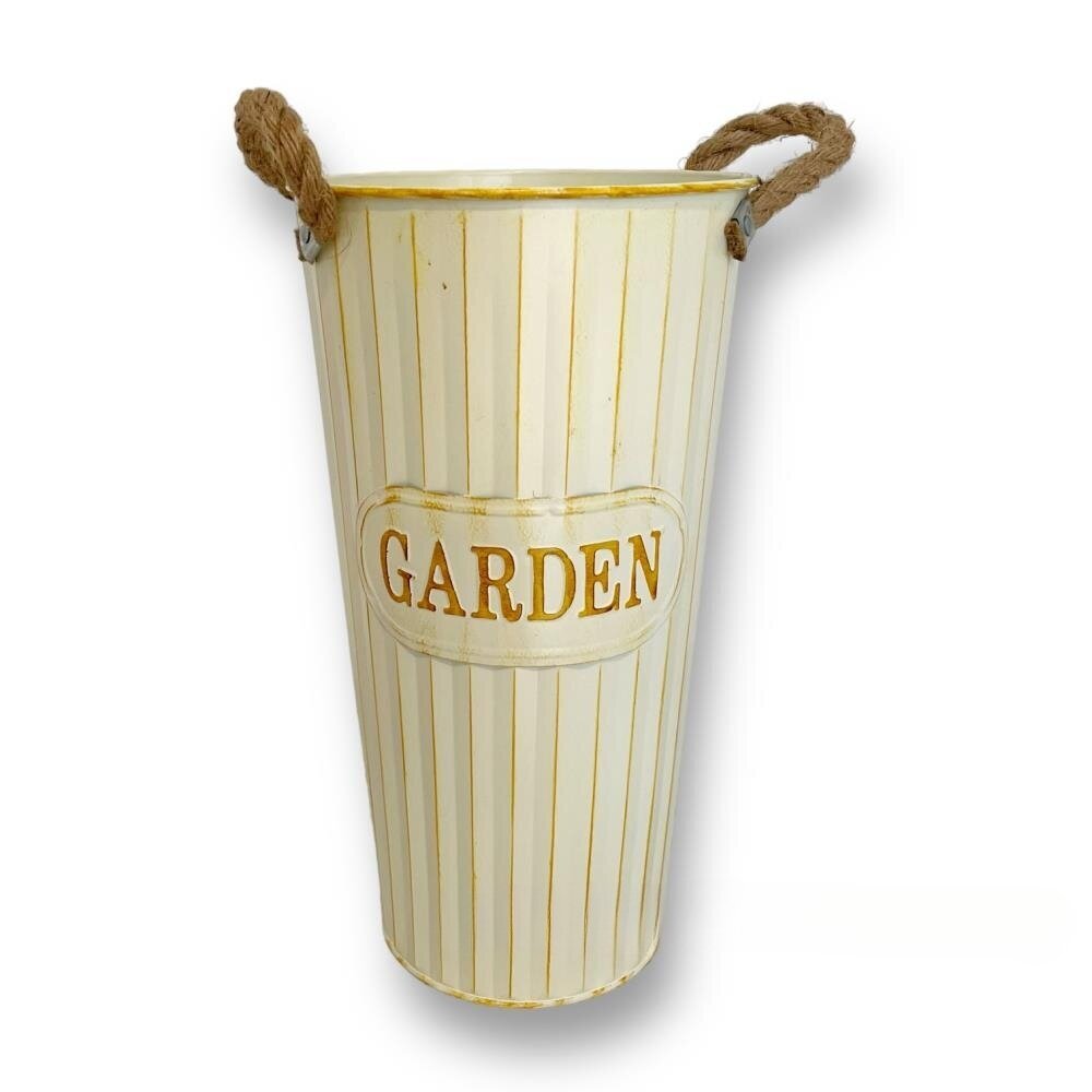 Вазон "Garden" (цинк), D15xH25 см, 2 л, с ручками Белый